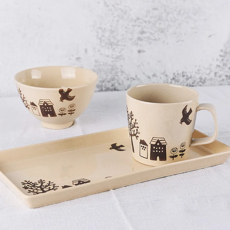 

Bozo saw the cute little fresh fairy tale hand-made mug, rice bowl and rectangular tray