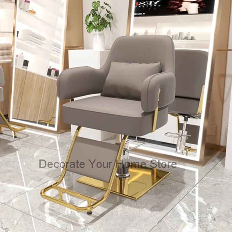 Pedicure Professional Hairdressing Chair Salon Leather Luxury Golden Barber Chair Rotating Taburete Barber Equipment MQ50BC