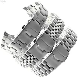 20mm 22mm Stainless Steel Watchband Men Women Solid Curved End Metal Wrist Bracelet Band Accessories for Seiko Watch Strap logo