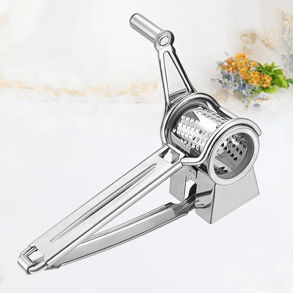 

Silver Stainless Steel Grater Cheese Garlic Hand Crank Safe Non Toxic Kitchen Gadget Kitchen Crank Grater