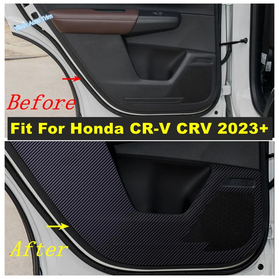 

For Honda CR-V CRV 2023 2024 Carbon Fiber Look Stickers Auto Inner Door Scratchproof Anti Kick Pad Film Protective Cover Trim