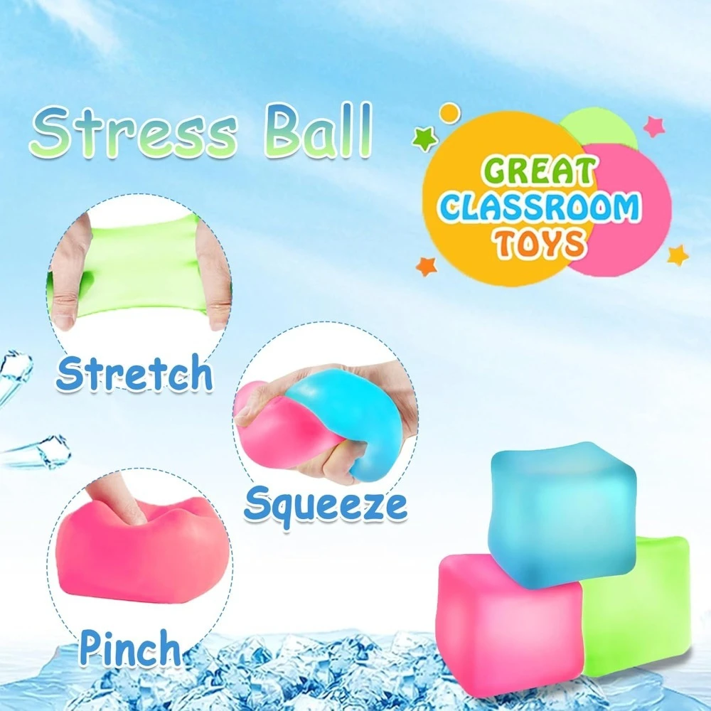 Squishy Ice Cube Stress Ball Zabawka sensoryczna dla dorosłych i dzieci Wolno rosnąca piłka do ściskania Autyzm ADHD Relief Party Gift