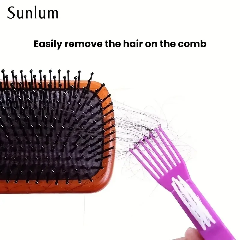2-in-1 Comb Cleaning Tool, Reusable Brush for Removing Hair from Air Cushion & Wide-Tooth Combs