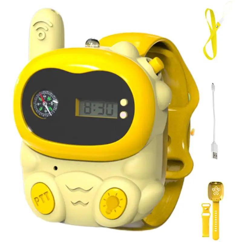 Walkie Talkie Watches For Kids 2X Cartoon KidsWalkie Talkies With LED Lights Remote Call Phone With Clock And Compass