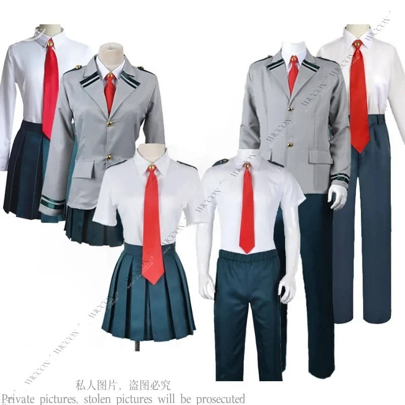 Anime Midoriya Izuku Cosplay Costume Todoroki Shoto School Uniform Set Wig Suit Unisex Halloween Role Play Gender Transition