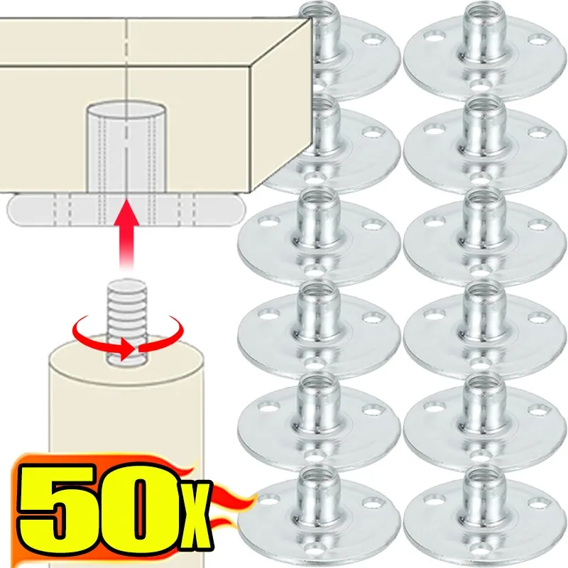 

Гайки-врезки Brad Hole Tee из марганцевой стали, с 3 отверстиями, круглые, с внутренней резьбой M6, M8, M10, для мебели, врезные Т-образные гайки для дерева