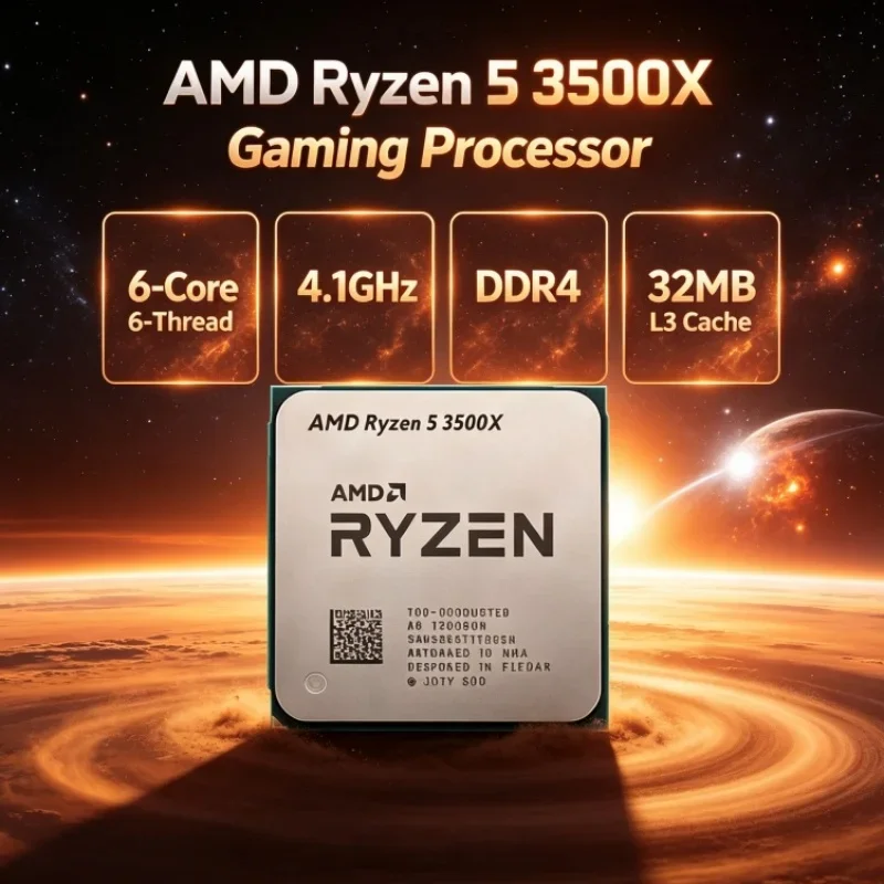 AMD Ryzen 5 3500X R5 6-Core 6-Thread Up to 4.1GHz 3.6GHz L3=32M 7nm 65W Socket AM4 DDR4 PCIe 4.0 for Gaming Office Video Editing