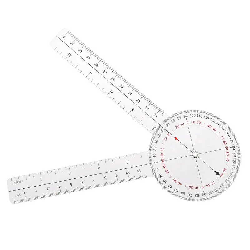 12 Zoll Goniometer Transparent Orthopädisches Winkellineal Kunststoff Goniometer 360 Grad für Körpermaßband Goniometer