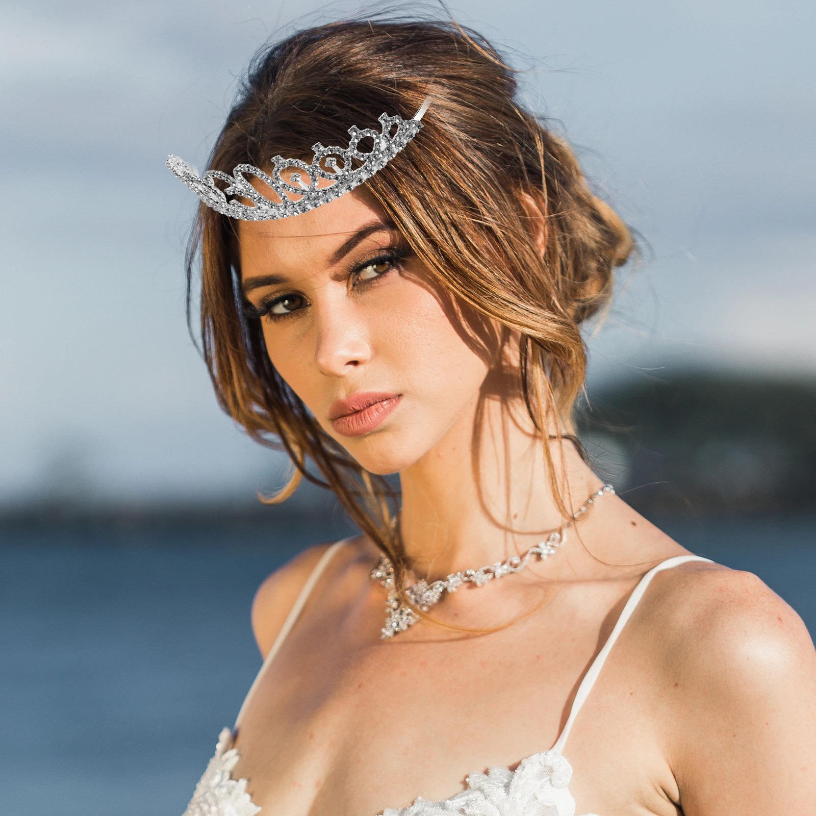 

Rhinestone Birthday Tiara Comb 30 Alloy Crystal Crown Hairpin Anti-Allergic Nickel- Shine Headband Princess