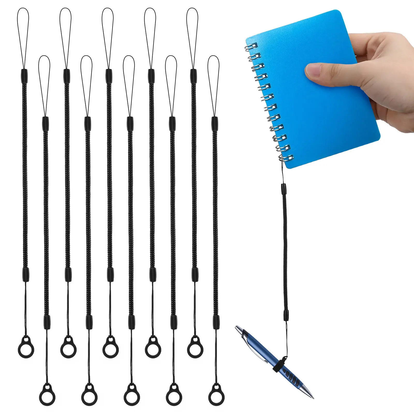 10Pcs Holder Stylus With Strap Organizer Desk Pen For Cashier Rope Handwriting Anti-lost Leash Retractable Cord