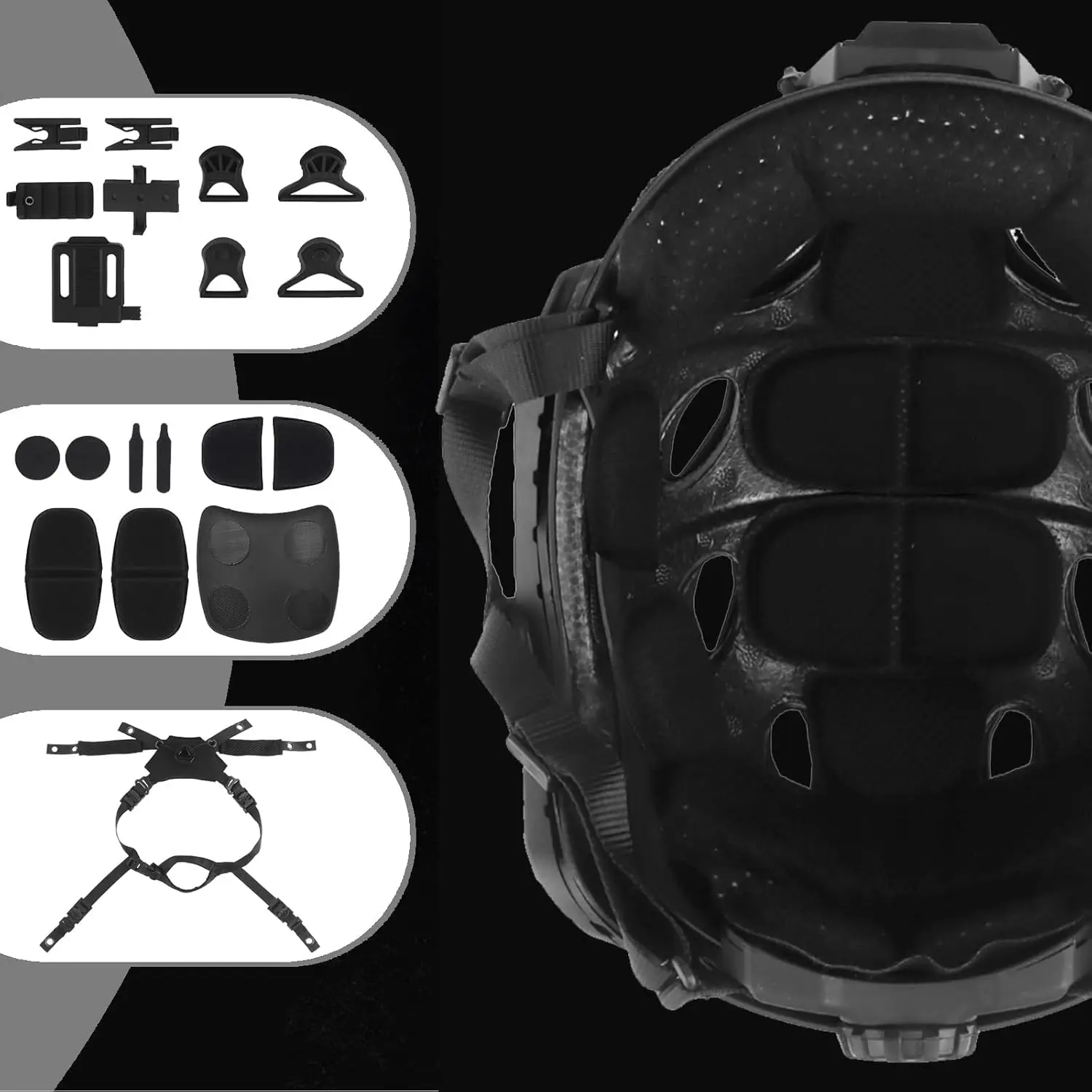 Complete Bump Helmet Kit w/Helmet Headset & Patches Ready for Airsoft Hunting Tactical Training Compatible with NVG helmet light