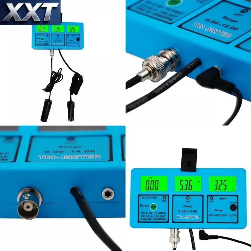 XXT PH-117 Multi-parameter Water Quality Online Aquarium Acidometer 5 in 1 EC CF TDS Temperature pH Meter with LCD