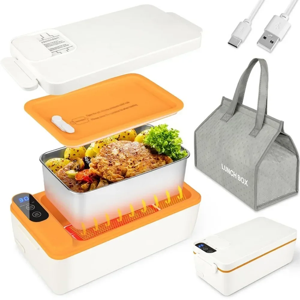 Office/Home Thermal Lunch Boxes, Portable Electric Lunch Boxes, Water Free Heating Bento Box Stainless Steel Food Warmer