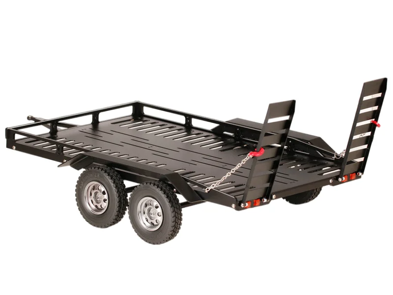 KYX Racing Heavy Duty Aluminum Trailer for 1/10 Rc Rock Crawler Truck Traxxas TRX4 Axial SCX10 SCX10 II 90046 90047 CC01 D90