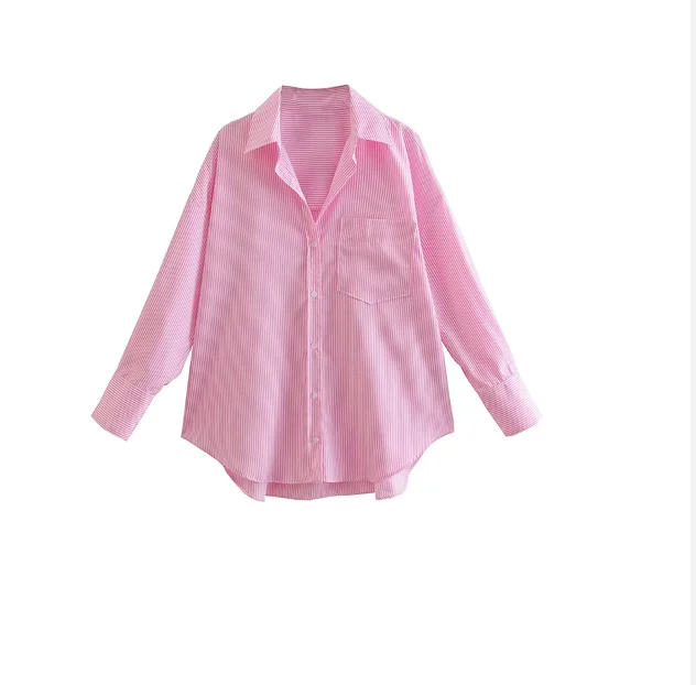 2024 new women's blouse Long sleeve lapel poplin shirt shirt