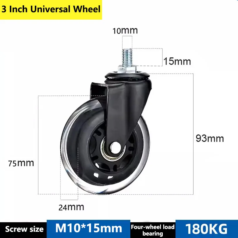 Imagem -05 - Parafuso Rolo Roda de Gelo Rodízio Mudo Universal Eletroforese Entretenimento Equipamentos m6 m8 M10 Pacotes pu