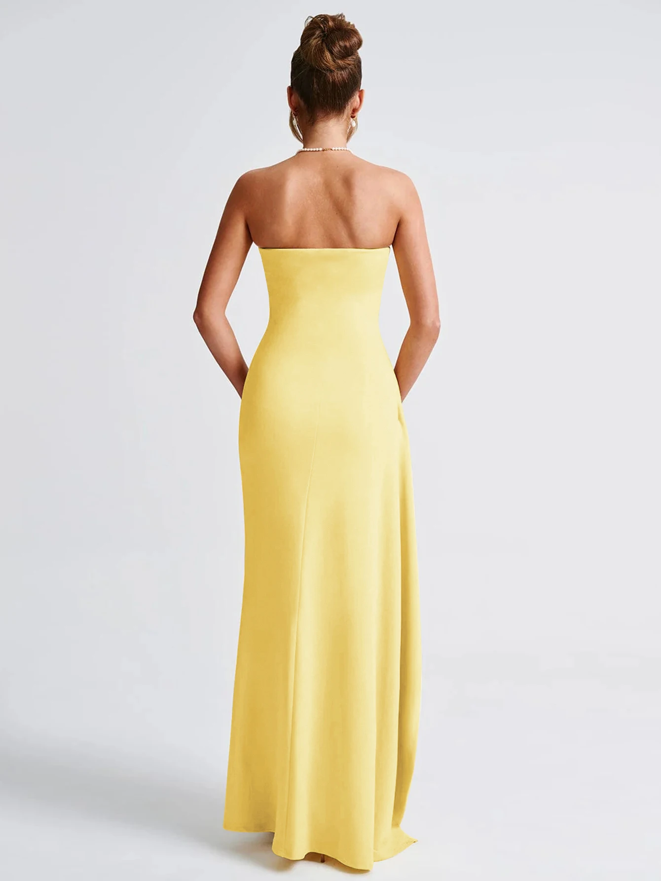 Women\'s Gorgeous Sexy Solid Color Sleeveless Backless Chest Wrapped Long Dress 2024 Party Atmosphere High-End Evening Dress