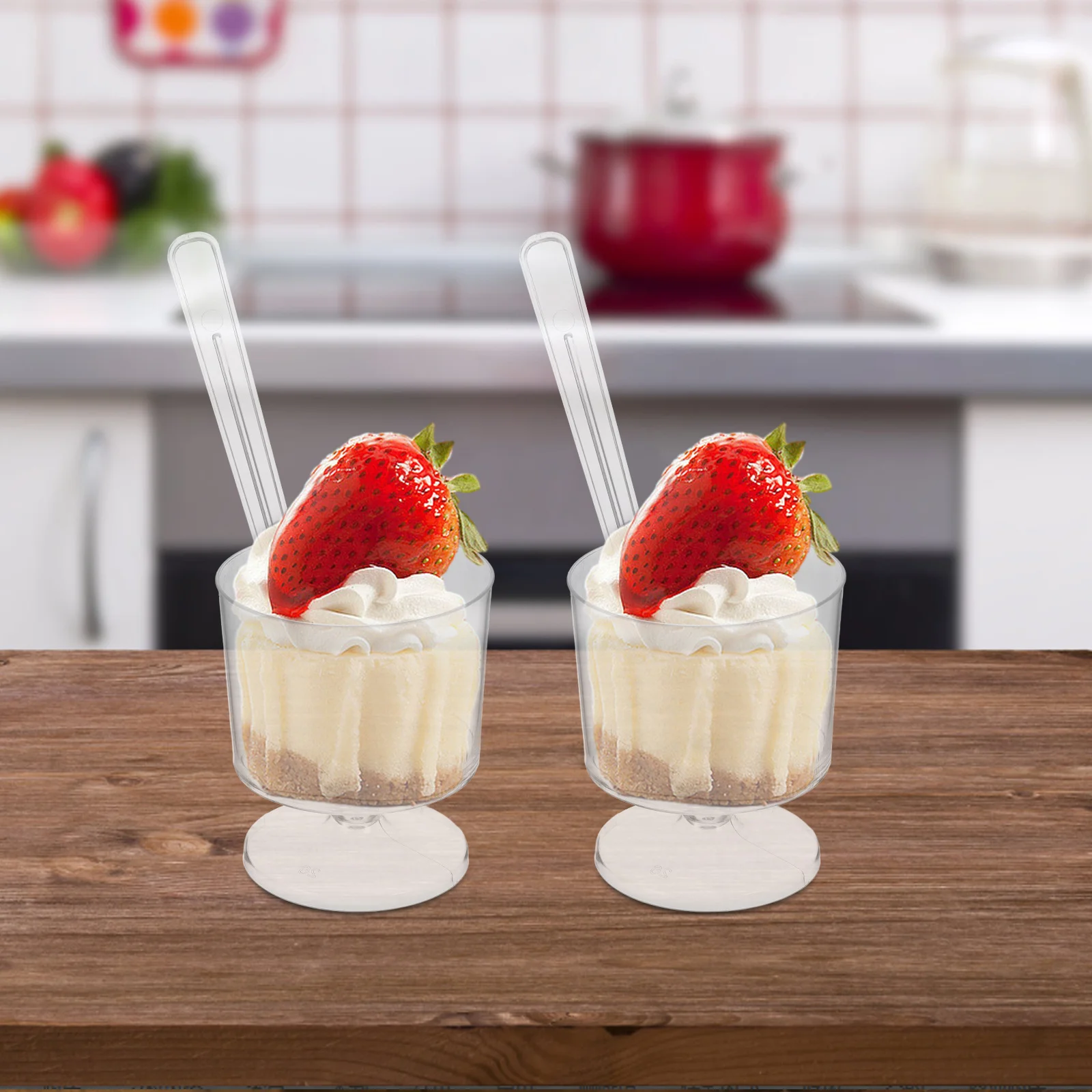 

10 set Dessert Cups With Spoons Clear Mini Pudding Mousse Tiramisu Cups Portable Compact Household Cake Cup For Party Supplies