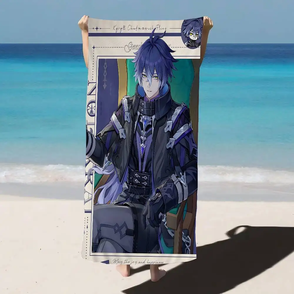 Genshin Impact Flins Anime Beach Swimming Towel Soft Absorbent Washcloth Children's Gifts for Kids Travel Camping Gym