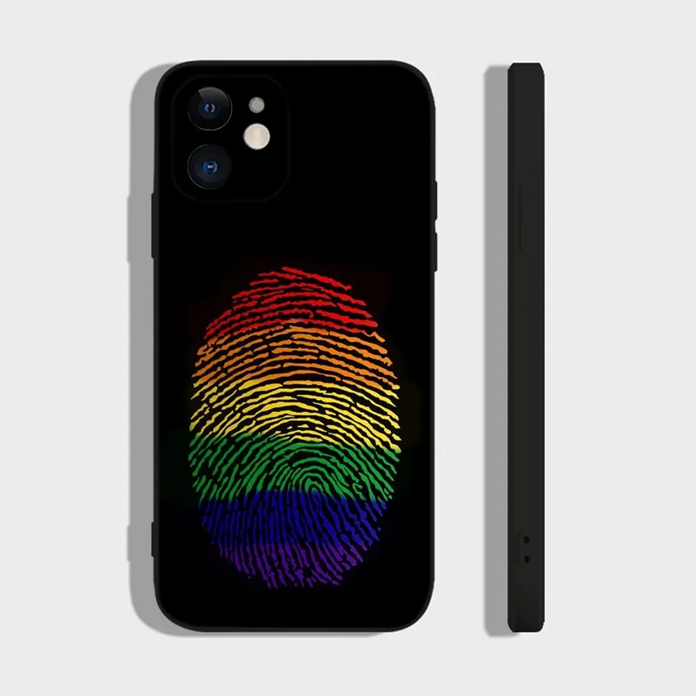 LGBT Rainbow Gay Lesbian Phone Case For iPhone 14,13,12 Mini 11 Pro XR,X,XS,MAX 6S,7,8 Plus Silicone Cover Soft black