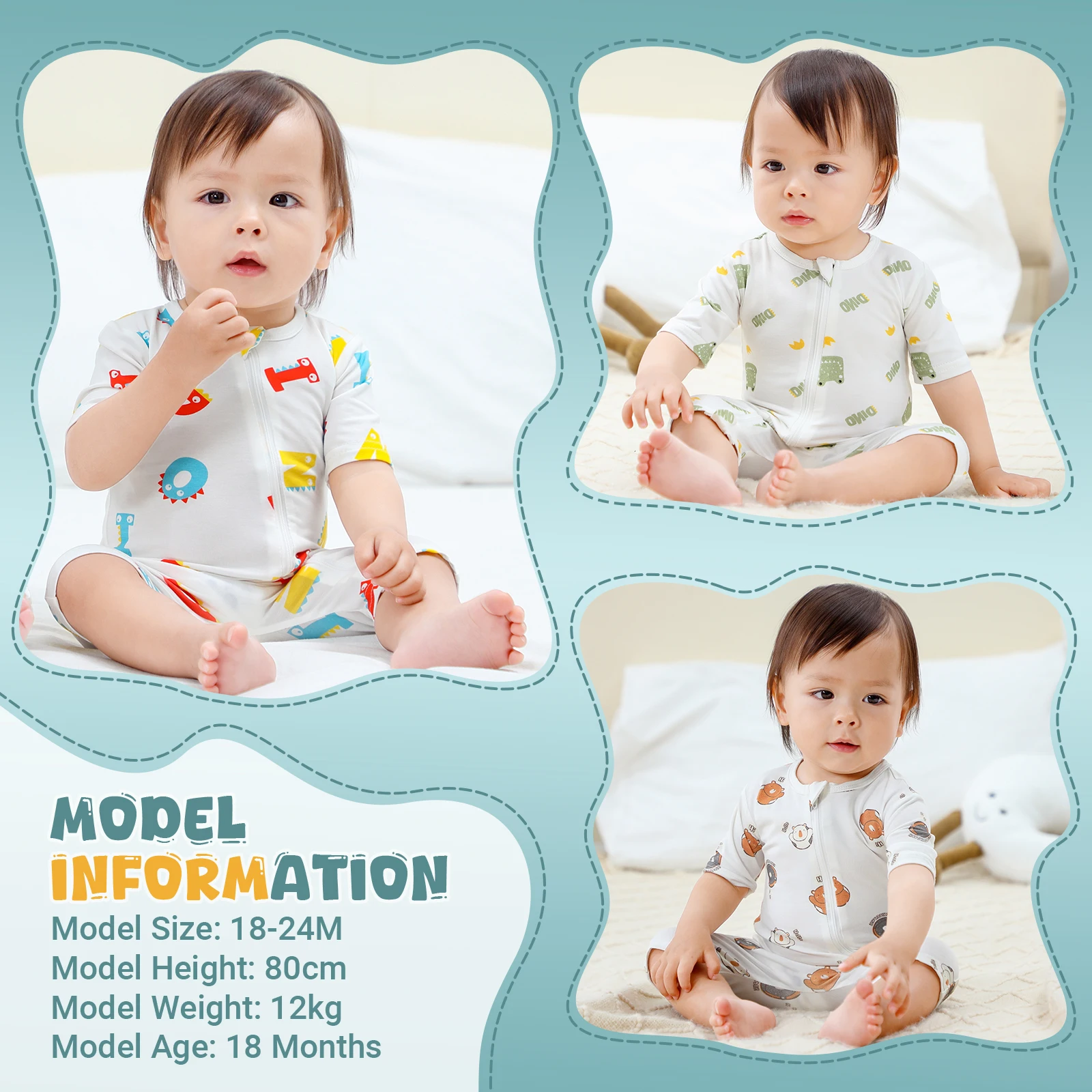 MICHLEY 2PCS Baby Romper Short Sleeve Summer Rompers Infant Toddler Bamboo Soft Outfits Jumpsuits For Girls Boys 0-24 Months