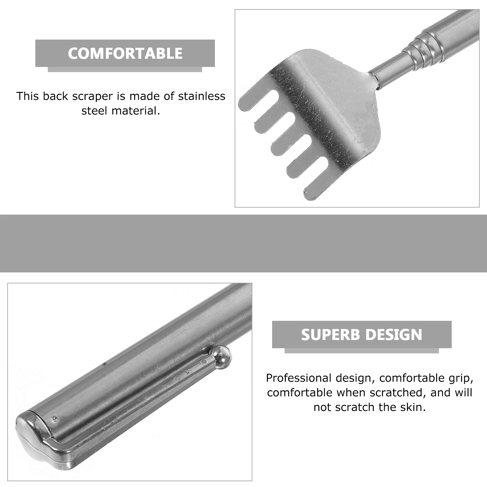 

8Pcs Stainless Steel Back Scratcher Extendable Telescoping Itch Relief Tool Retractable Handle Practical Gadget for Daily Use