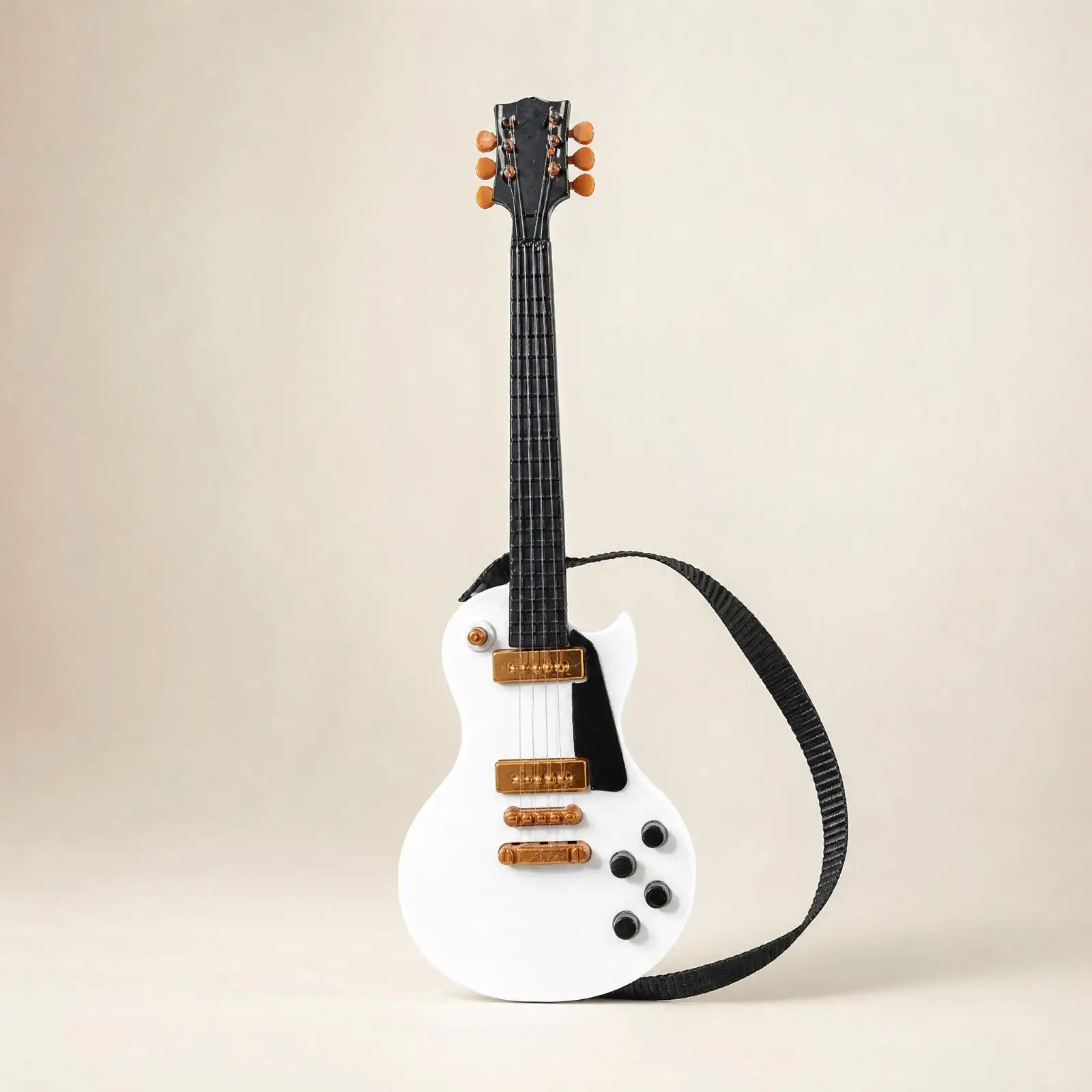 Dollhouse Miniature Guitar with Removable Strap White Plastic Music Prop for 1 12 Scale Doll Furniture Scene