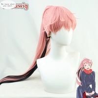 Synthetic Hair Itadori Yuji Cosplay Wigs Itadori Yuji 85cm Women Long Pink Mixed Black Ponytail Cos Wig Heat Resistant