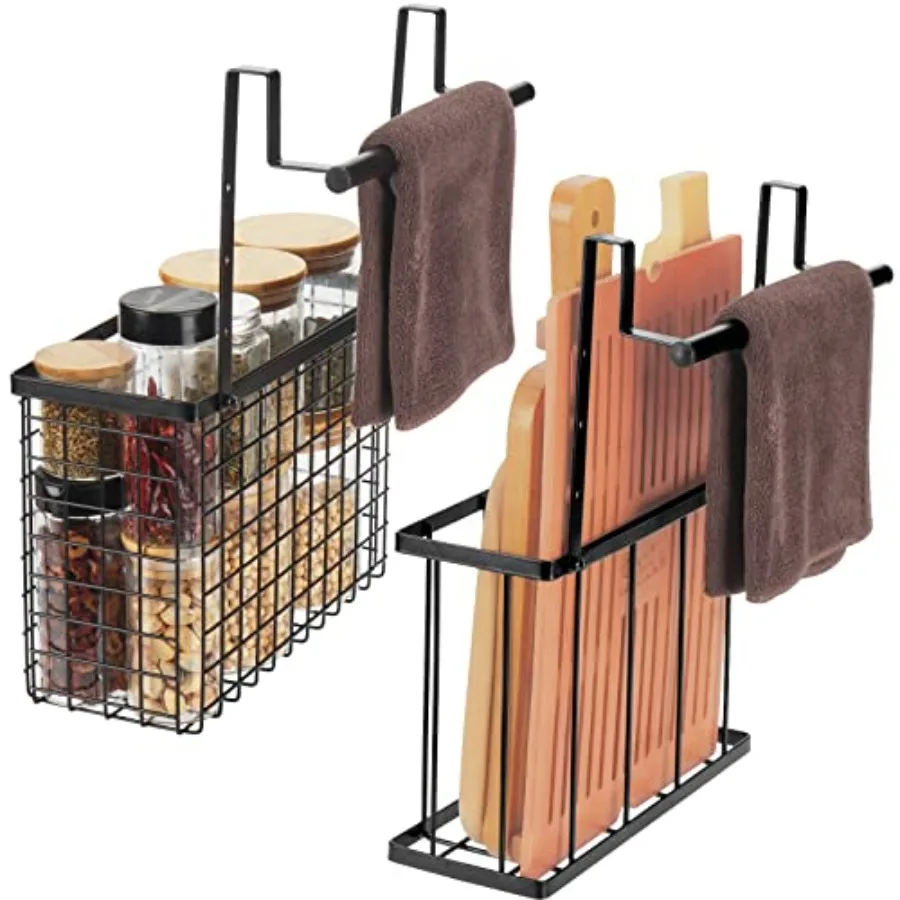 

2 Pack Cabinet Door OrganizerOver The Cabinet Door Organizer with Towel Bars Hang Over Cabinet Door Storage Kitchen Cabinet Doo