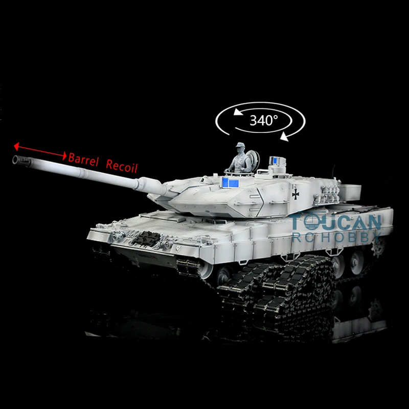 Leopard2a6 rcタンク、3889バレルリコイル、金属トラック、ゴム、1/16 heng lng 7.0、TH17633-SMT4