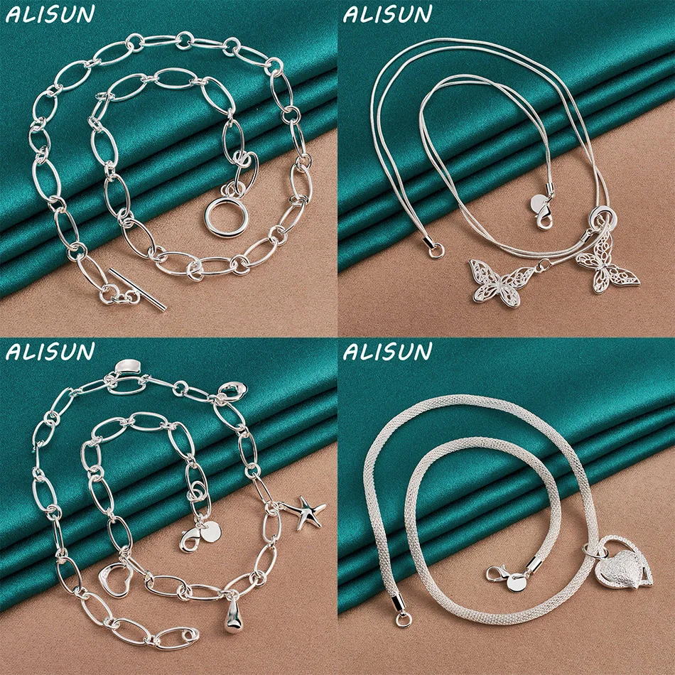 

ALISUN 925 Sterling Silver 45cm Design Necklace For Women Men Charm Trend Birthday Gifts Fashion Party