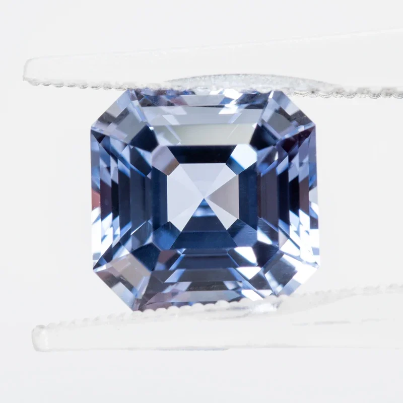 

Lab Grown Sapphire Cornflower Color Asscher Shape Charms Extremely Shiny Gemstone DIY Ring Charms for Jewelry Beads Making