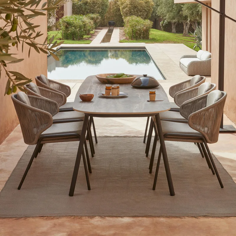 Nordic outdoor furniture hotel restaurant open-air rattan table and chair creative villa garden courtyard balcony table and chai