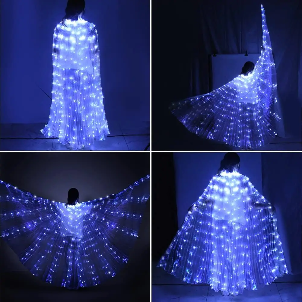 LED Fairy Wings Cloak Adult Children Dancers Colorful Luminous Butterfly Wings Belly Dancing Performance Stage Party Photo Prop