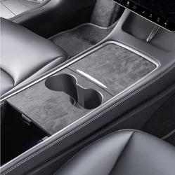 Car Accessories Black Alcantara Trims for Tesla Model 3 2021-2023 2024 Highland Interior Center Console Wrap Kits Decor Sticker