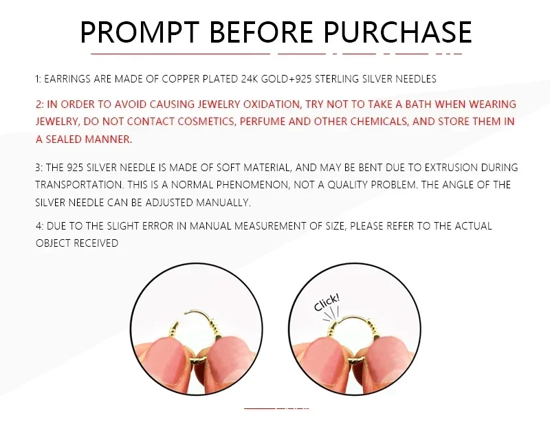 925 Sterling Silver Needle Three Zircon Pendant Hoop Earrings For Women White/Rose Red Crystal Huggie Earrings Fashion Jewelry