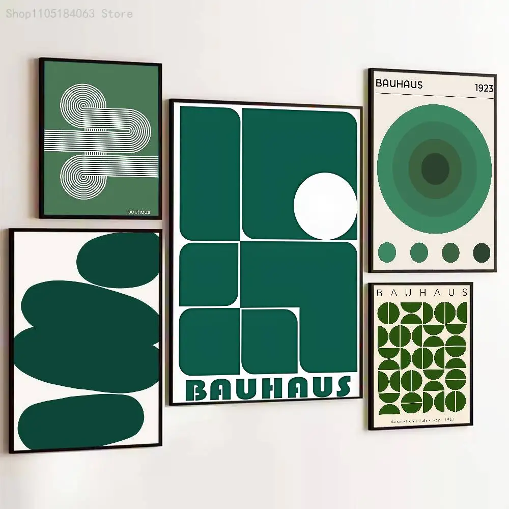 Green Abstract Geometry Bauhaus Poster Prints Wall Art Picture Painting Gift Living Room Restaurant Bar Large Dec Sticker