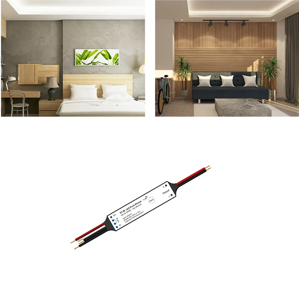 DC12-24V  V1-N (Push Dim) Mini CV Step-less dimming  RF 2.4GHz Wireless remote control Dimmable Single Color COB/LED Light Strip