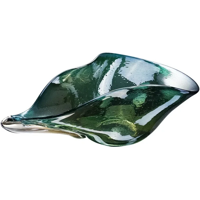 

Стеклянная тарелка с фруктами особой формы, пузырьково-зеленая бытовая большая тарелка для конфет, высококачественный легкий роскошный орнамент, ремесла