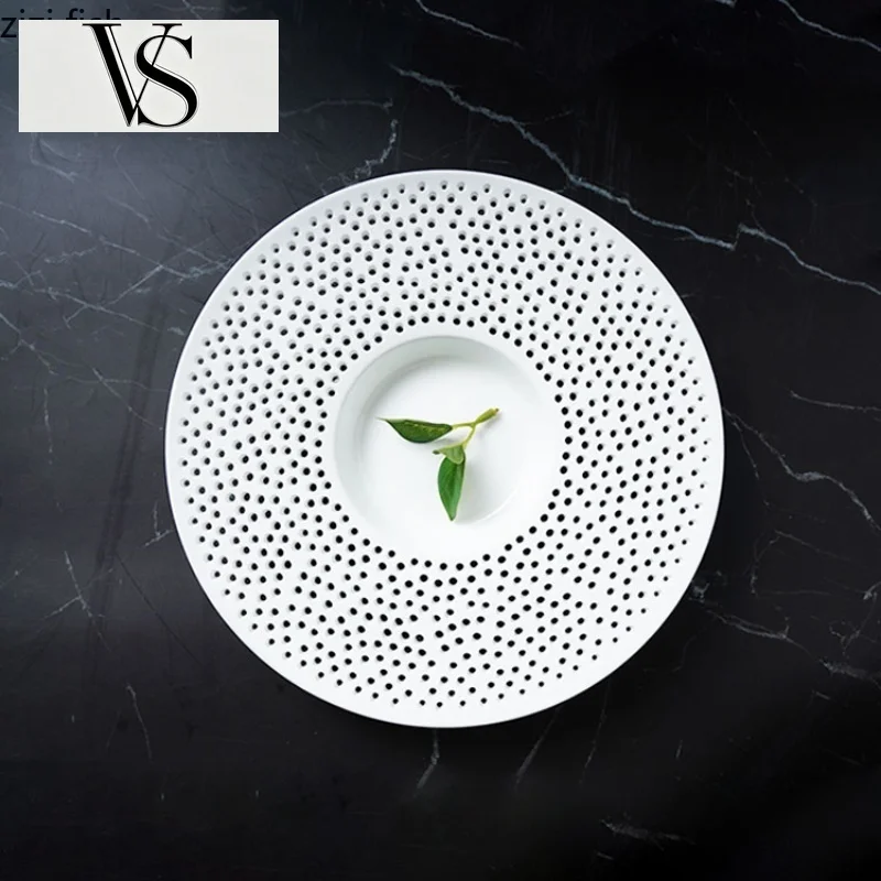 Plate Plates Pasta Sashimi Dish Tray Cut-Out Hat Straw PAN White Ceramic Dinner Plate Plates Soup Bowl Fruit Salad Bowl Dessert