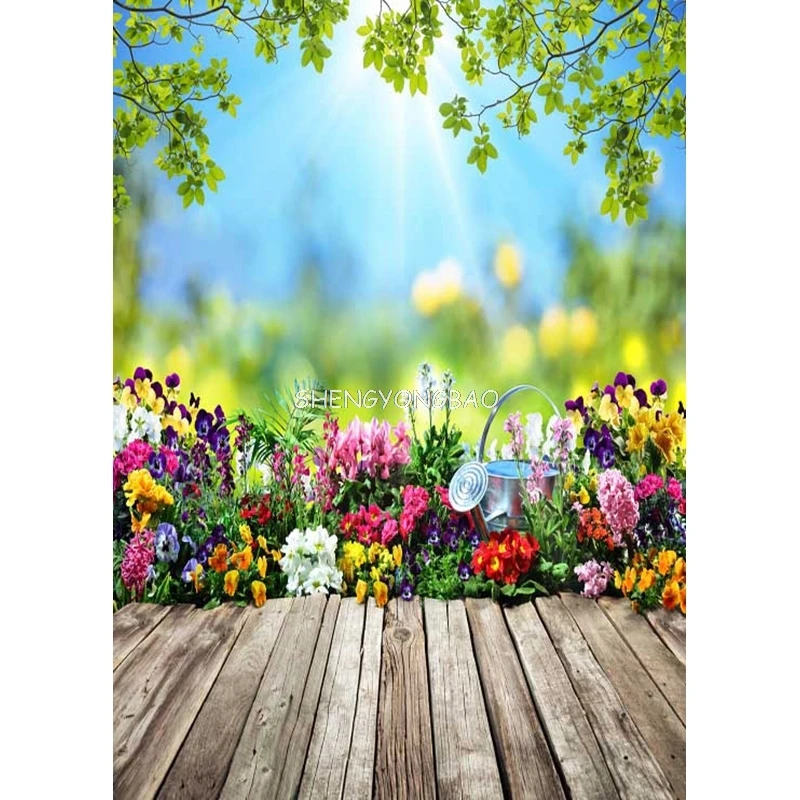 SHENGYONGBAO Art Fabric Photography Backdrops Props Flower Landscape Wooden floor  Photo Studio Background  ZLDT-14