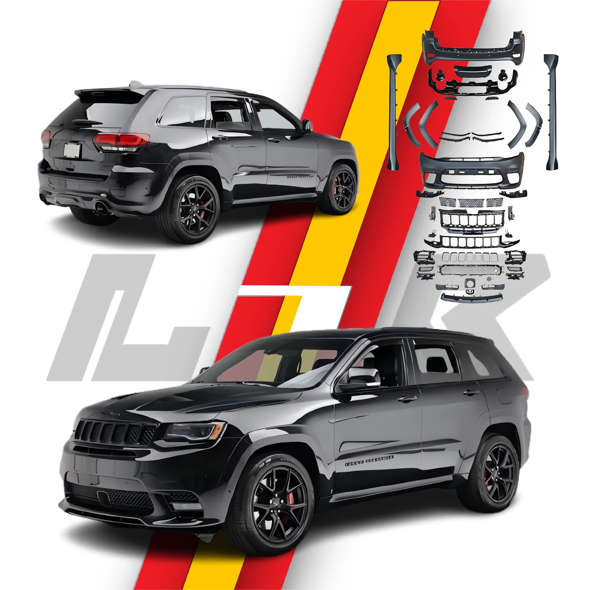 For   Grand Cherokee 2014-2021 Upgrade to 2022 SRT-8 Body Kit High Quality LED Headlight Bumper Grill Car Accessories