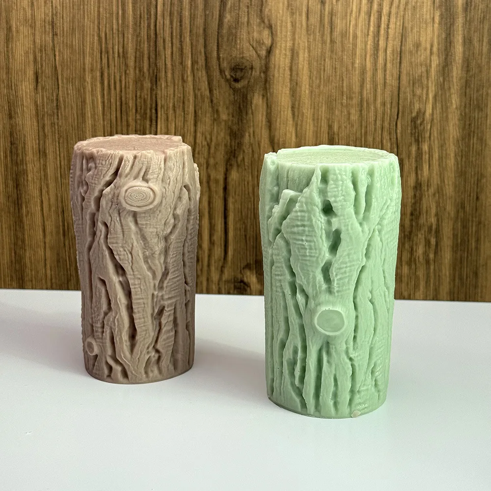 قالب سيليكون لصناعة يدوية شموع الجبس المعطرة مع جذع شجرة تصميم الحبوب الخشبية أدوات خبز الكعك هدية منزلية #3