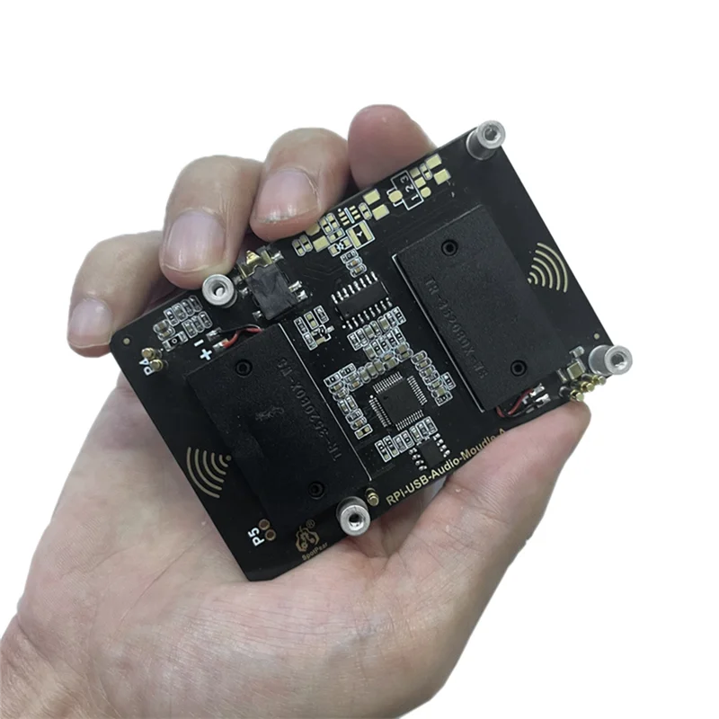 ABKI-USB وحدة بطاقة الصوت قبعة لـ Raspberry Pi 5 مع سماعة أذن جاك مكبر صوت لـ Rpi 5 أجزاء ملحقات أسود