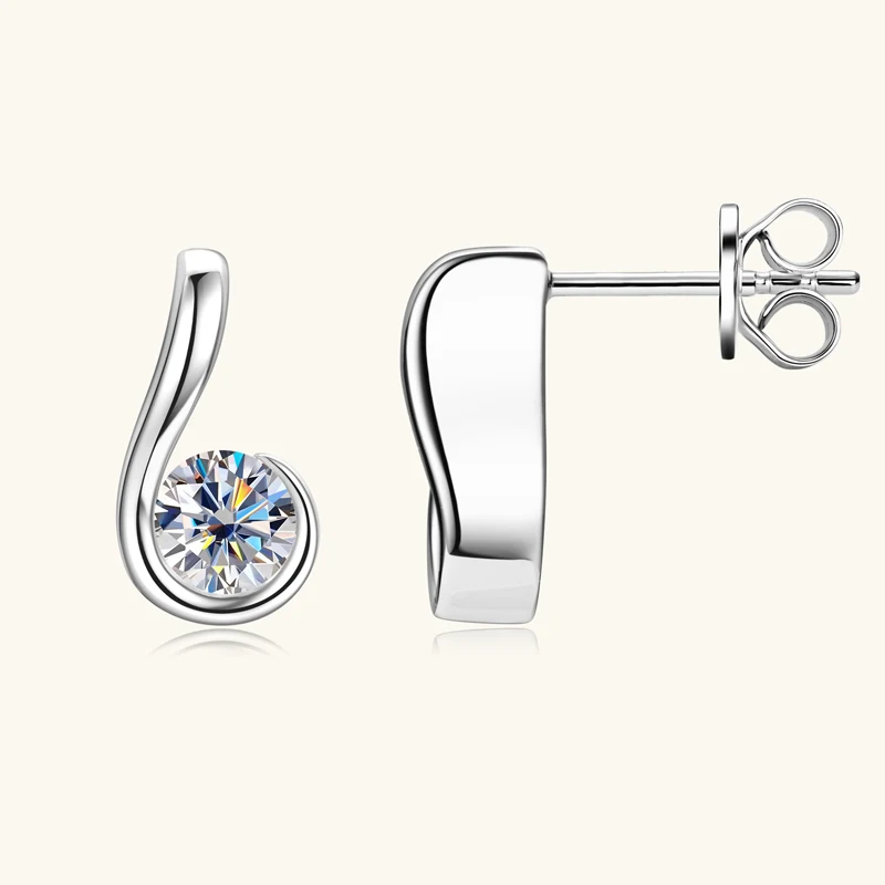 

AINUOSHI 925 Sterling Silver Note Shape Earring 5MM 0.5CT Moissanite Earrings for Women Girls Party Anti-allergy Fine Jewelry