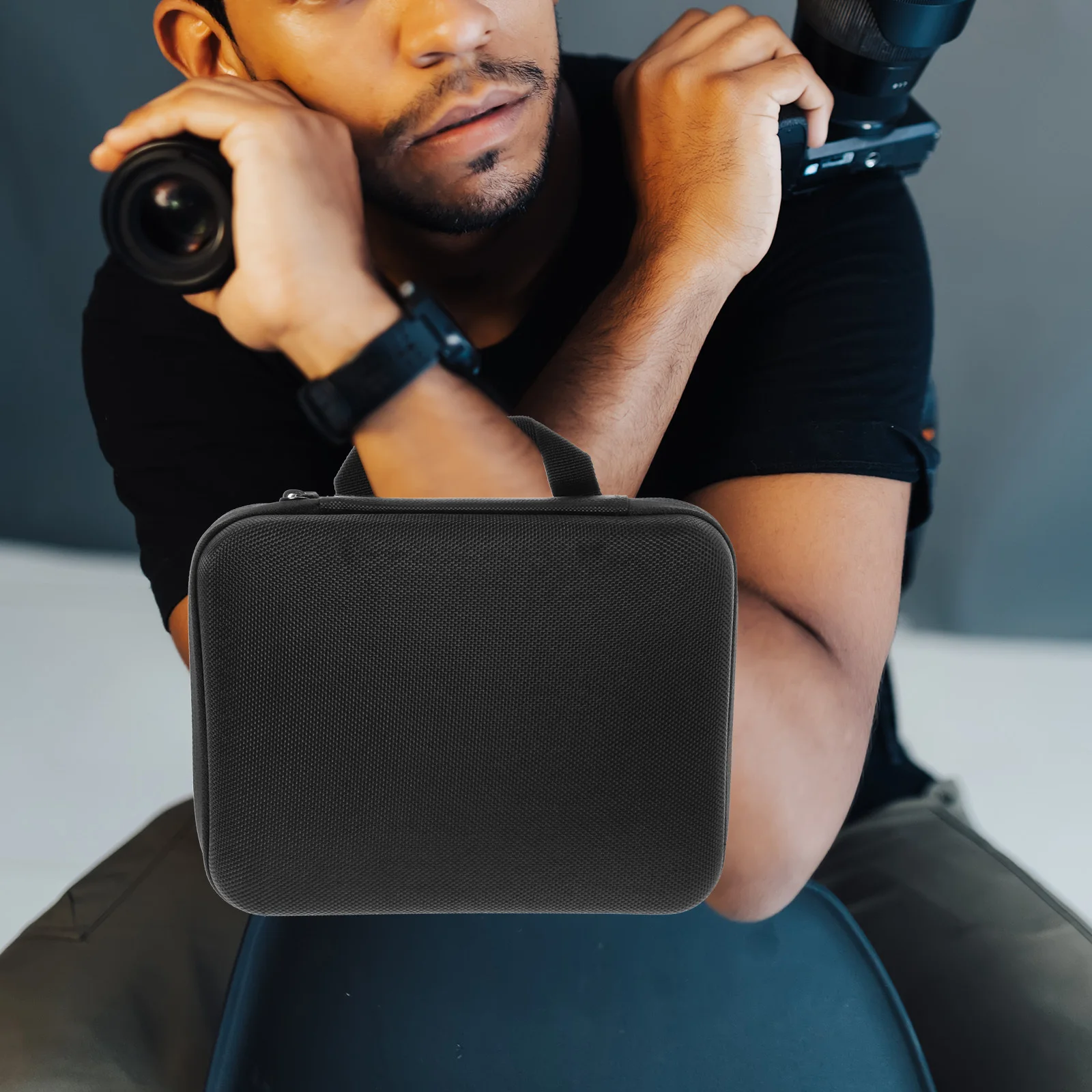 حقيبة كاميرا صغيرة في الهواء الطلق محمولة متعددة الأغراض بسحاب خفيفة الوزن لحماية السفر وحقيبة عدسة قوية خاصة #5