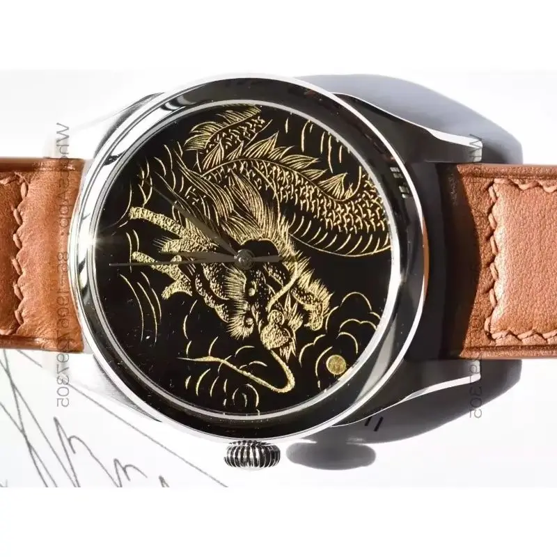 023989 Intangible Cultural Heritage lacquer gold craftsmanship gold dragon spit ball limited edition mechanical watch Guochao