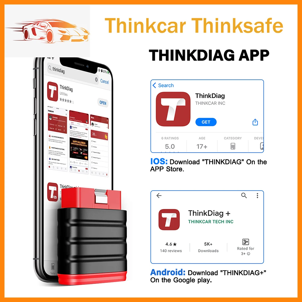 2022 Thinkcar Thinksafe OBD2 Scanner Full System Code Reader Scan 5 Reset OBD 2 Diagnostic Tools PK THINKCAR PRO dbscar thinkdia