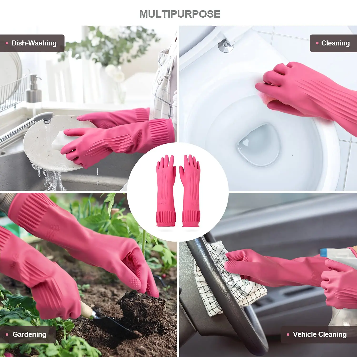 New Flexible Comfortable Rubber Clean Gloves Industrial Thick Protective Gauntlets Waterproof Rubber Latex Dishwashing Gloves