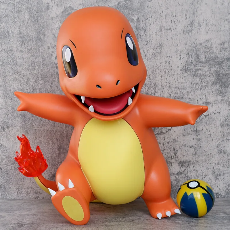 38cm Pokemon Figure Charmander Anime Figures Kawaii Charmander Figurine PVC Statue Model Doll Collectible Ornament Toy for Child